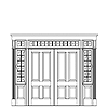 4-panel double door with split panel sidelites, transom, fluted trim
Unit Dimension 127" x 107-1/2"
Door Dimension 41-7/8" x 92-1/4"
Panel - none
Glazing - IG, SDL